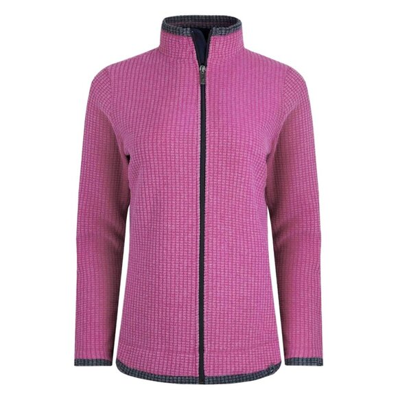Weird Fish Women's Ariana Eco Full Zip Grid Fleece in Dark Raspberry - Size 12 - Picture 7 of 7